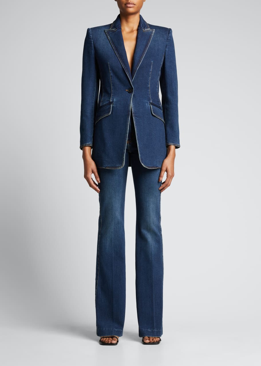 【 Mcqueen】関税送料込☆ マックイーン Denim blazer MCQUEEN Denim blazer | NET-A-PORTER