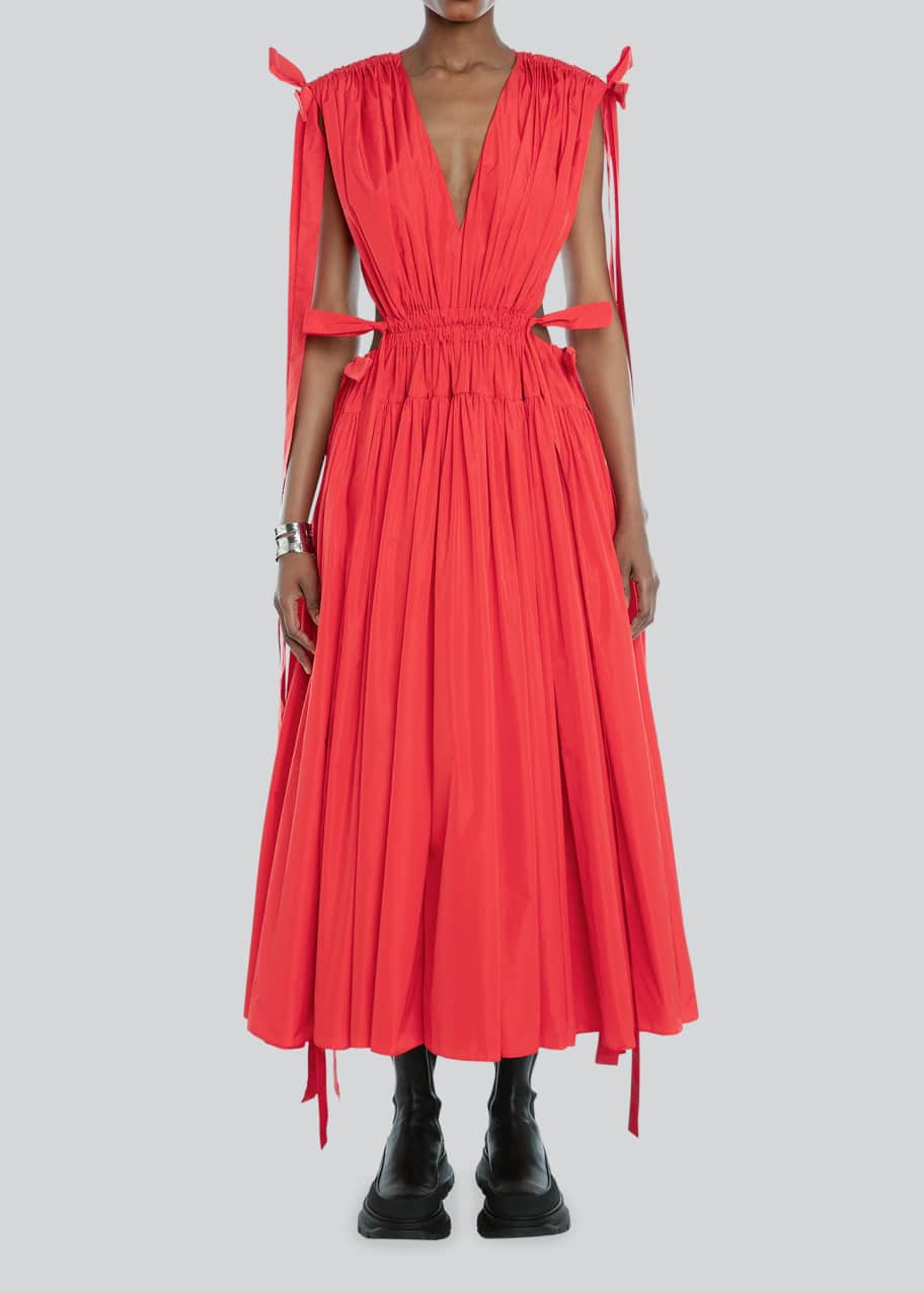 alexander mcqueen pleated dress Alexander McQueen Taffeta pleated midi dress Alexander McQueen