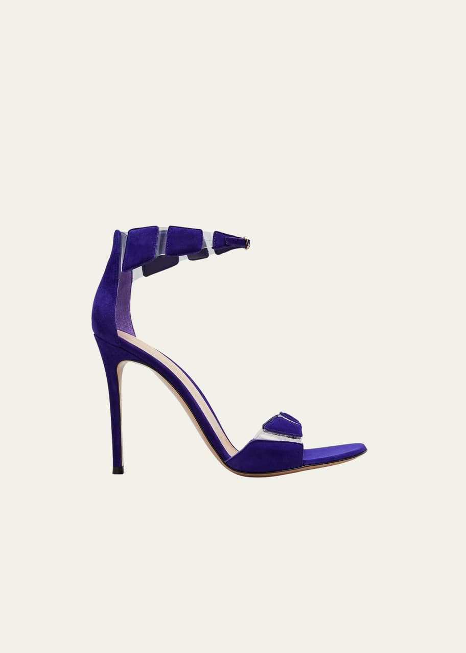 Gianvito Rossi Suede Transparent Ankle-Buckle Stiletto