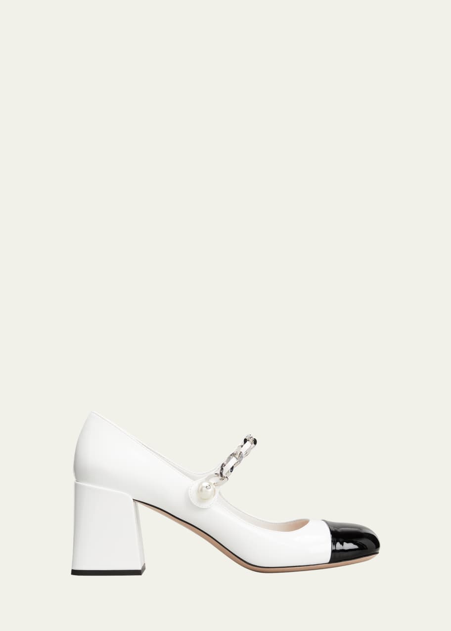 Miu Miu Bicolor Cap-Toe Mary Jane Pumps - Bergdorf Goodman
