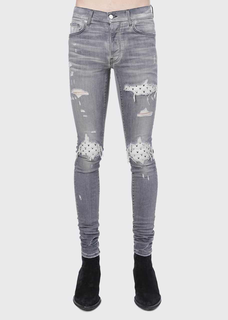 Amiri Men's MX1 Playboy Rip/Repair Skinny Jeans - Bergdorf Goodman
