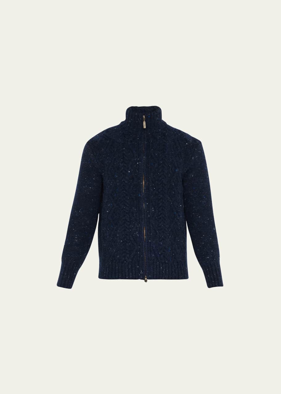 Inis Meain Men's Full-Zip Aran Cardigan Sweater - Bergdorf Goodman