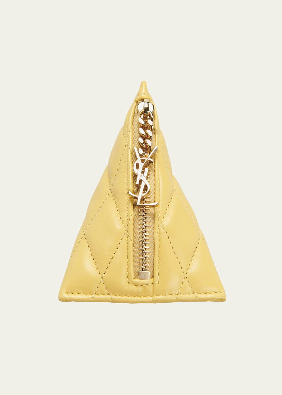 Triangle YSL Quilted Pouch Key Chain