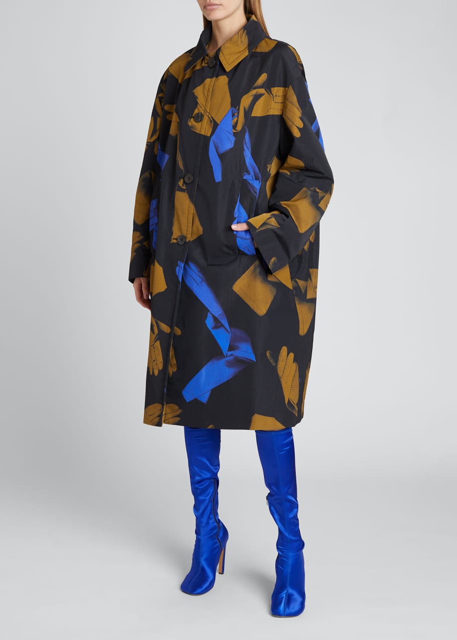 Dries Van Noten Bicolor Glove-Print Oversized Mid Coat - Bergdorf