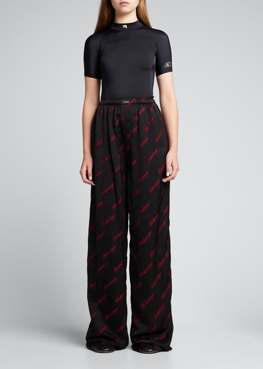 Balenciaga Script Logo Jacquard Pajama Pants - Bergdorf Goodman