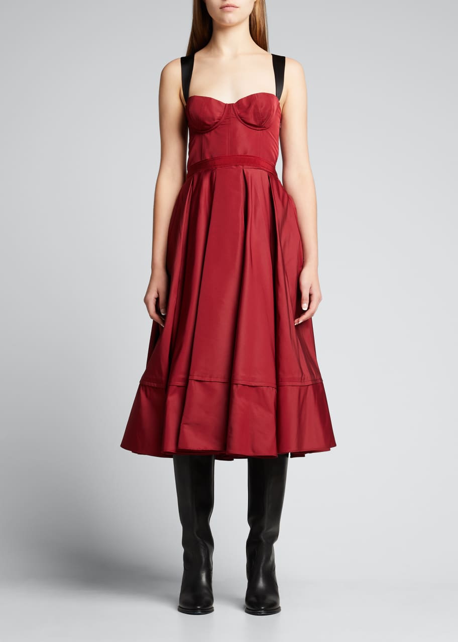Brock Collection Sweetheart-Neck Twill Midi Dress - Bergdorf Goodman