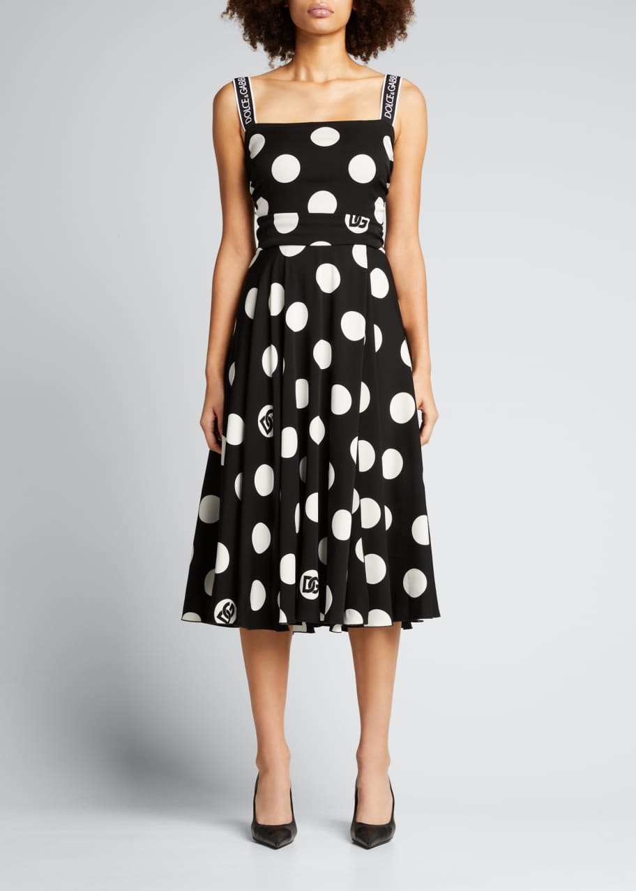 関税送料込Dolce & Gabbana Polka Dot Print Midi Dress Satin midi dress with polka-dot print and corset details in