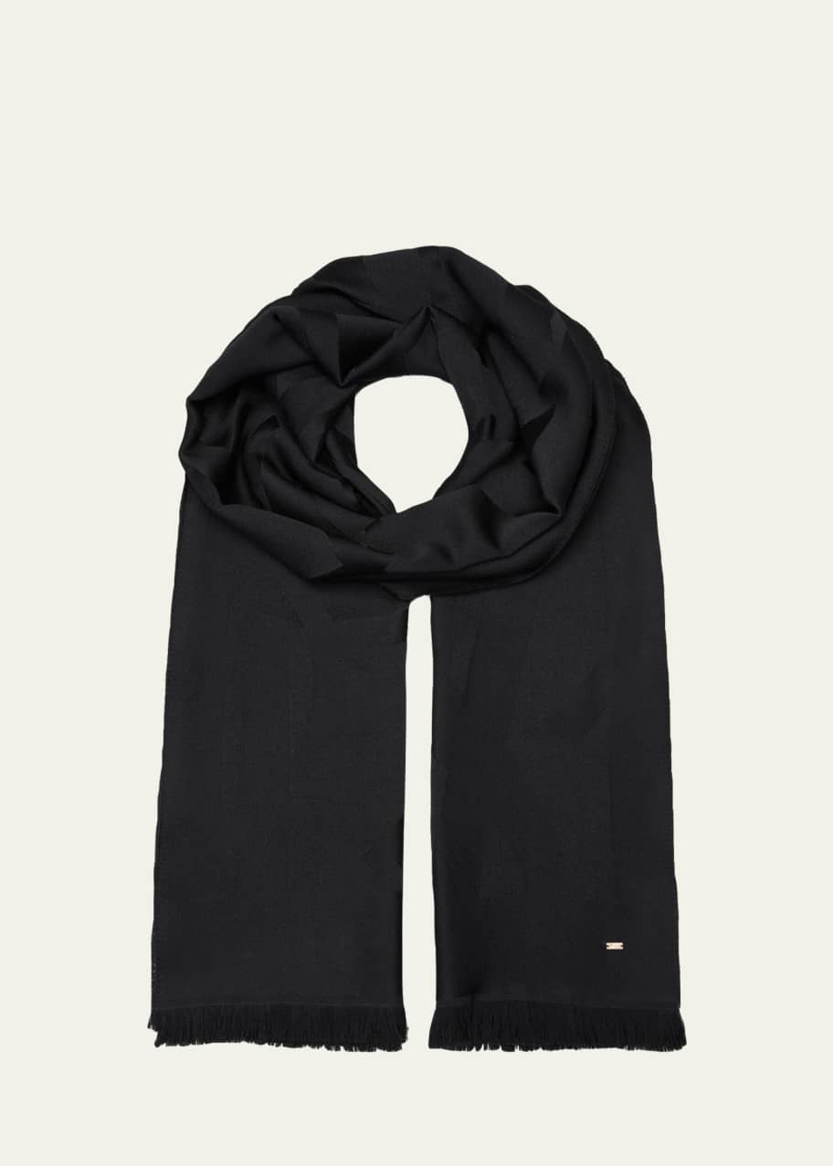 Saint Laurent★素敵！Black Lightweight Pink Star Wool scarf Saint Laurent☆素敵！Black Lightweight Pink Star Wool scarf