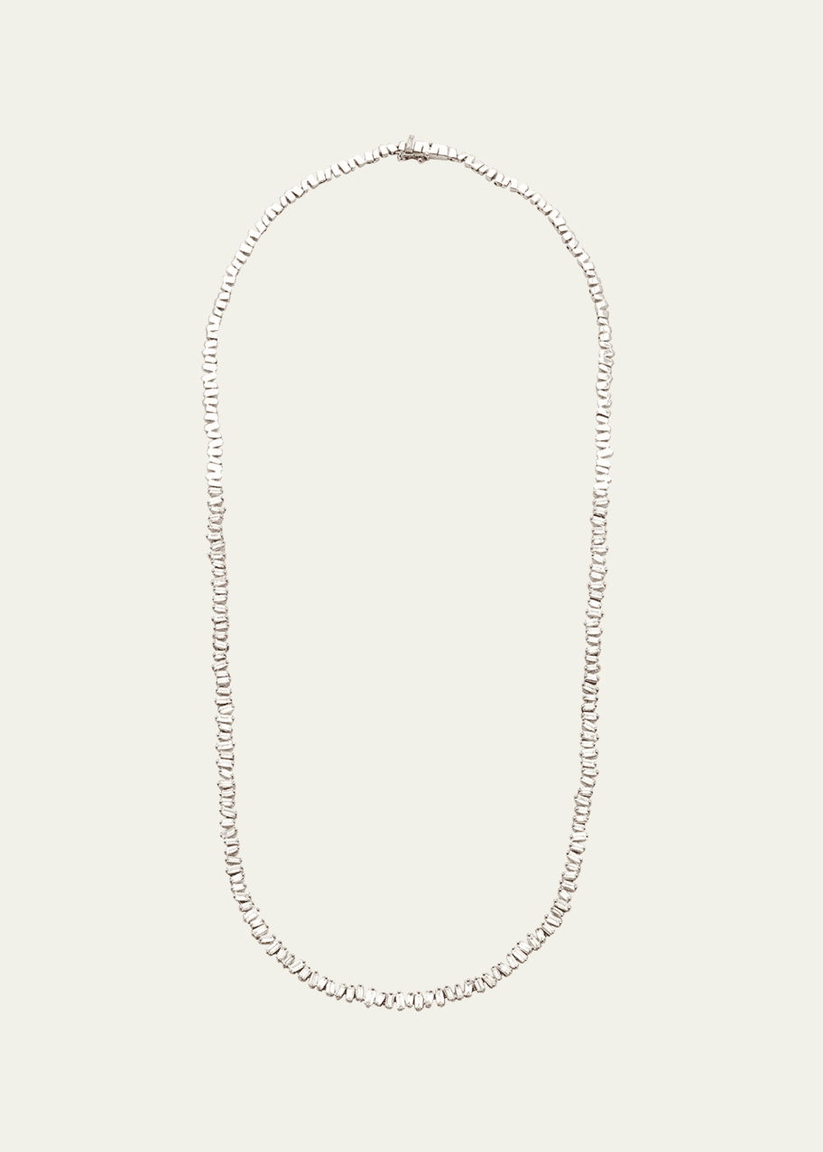 Image 1 of 1: 18K White Gold Fireworks Mini Baguette Tennis Necklace