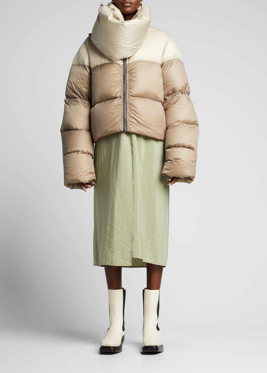 Rick Owens Bicolor Scarf-Neck Puffer Jacket - Bergdorf Goodman