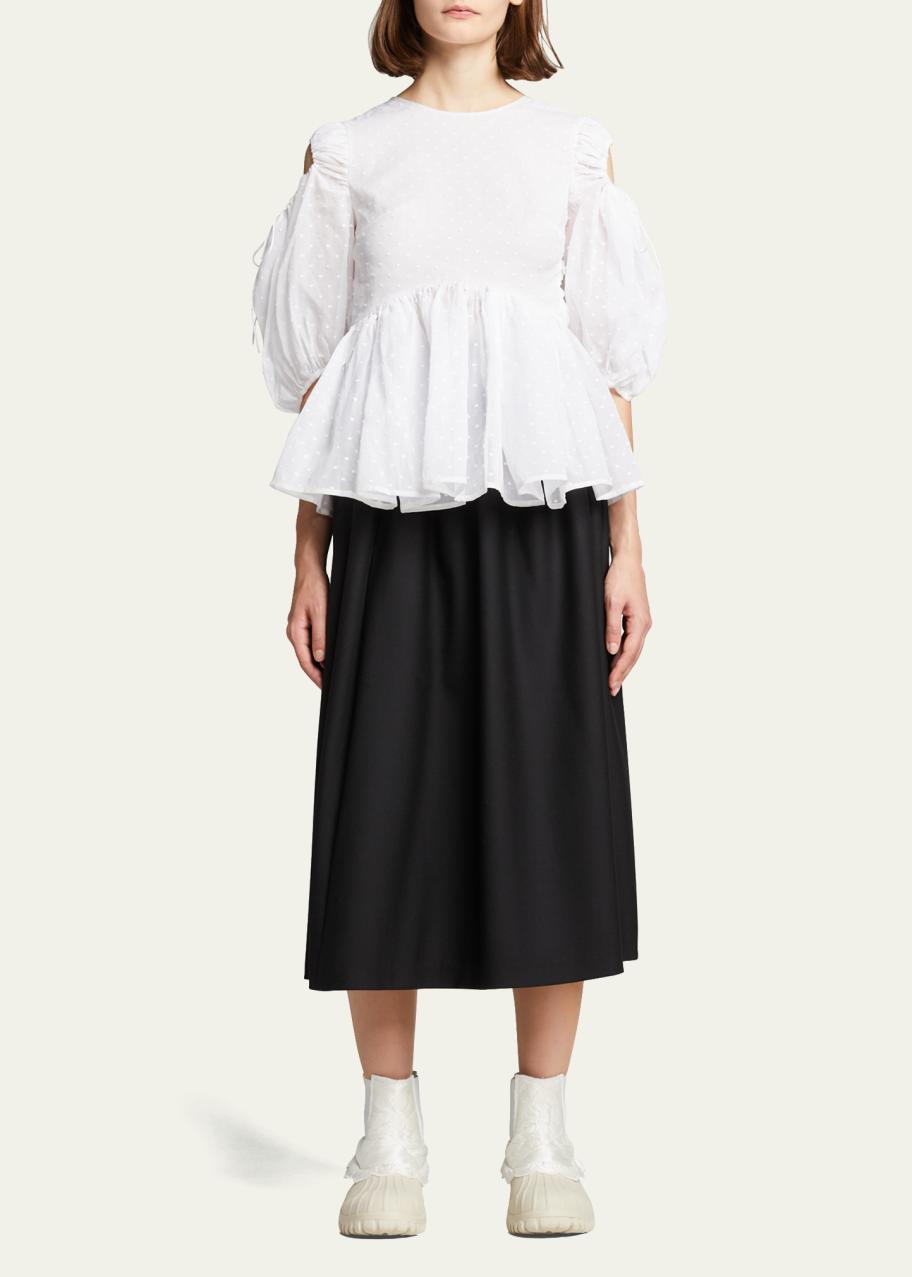 Cecilie Bahnsen Puff-Sleeve Cutout Shoulder Peplum Top - Bergdorf