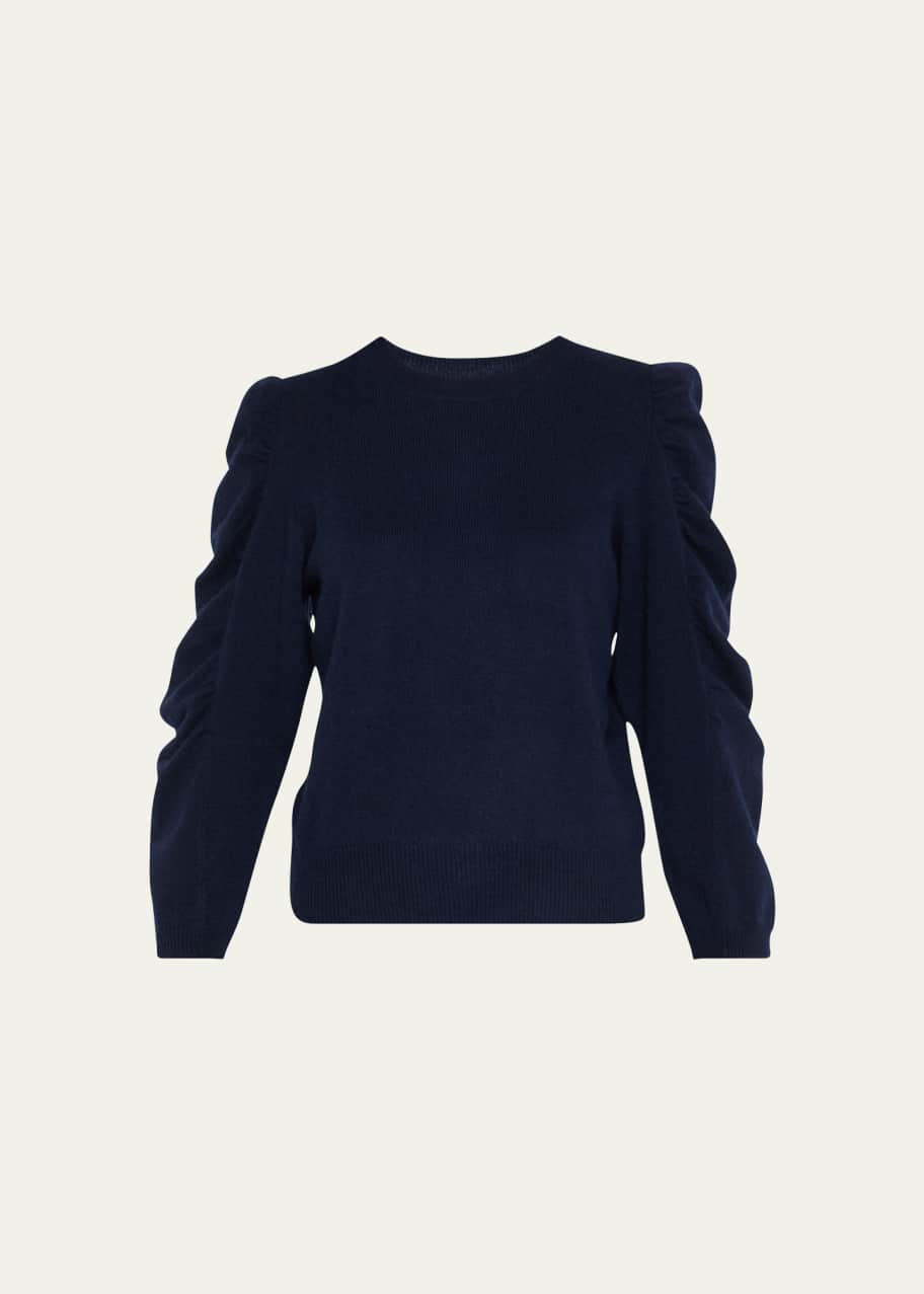 FRAME Shirred-Sleeve Cashmere Sweater - Bergdorf Goodman