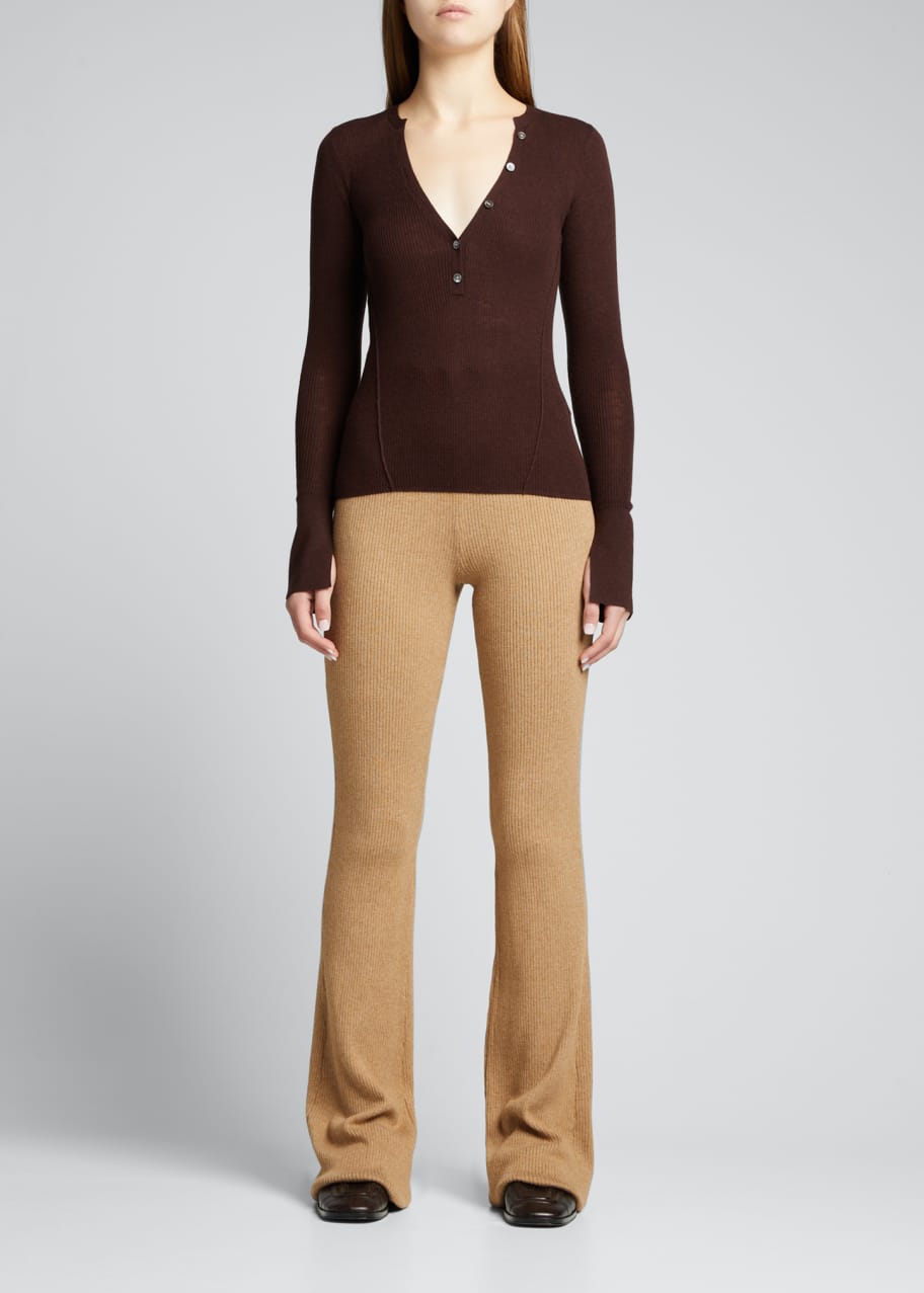 FRAME Ribbed Henley Sweater Bergdorf Goodman