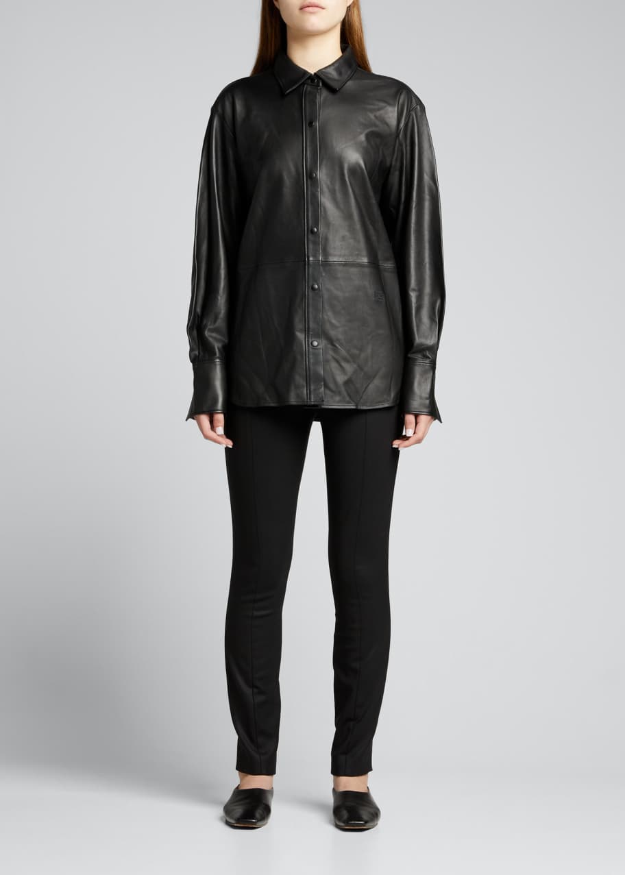FRAME The Oversized Leather Shirt - Bergdorf Goodman