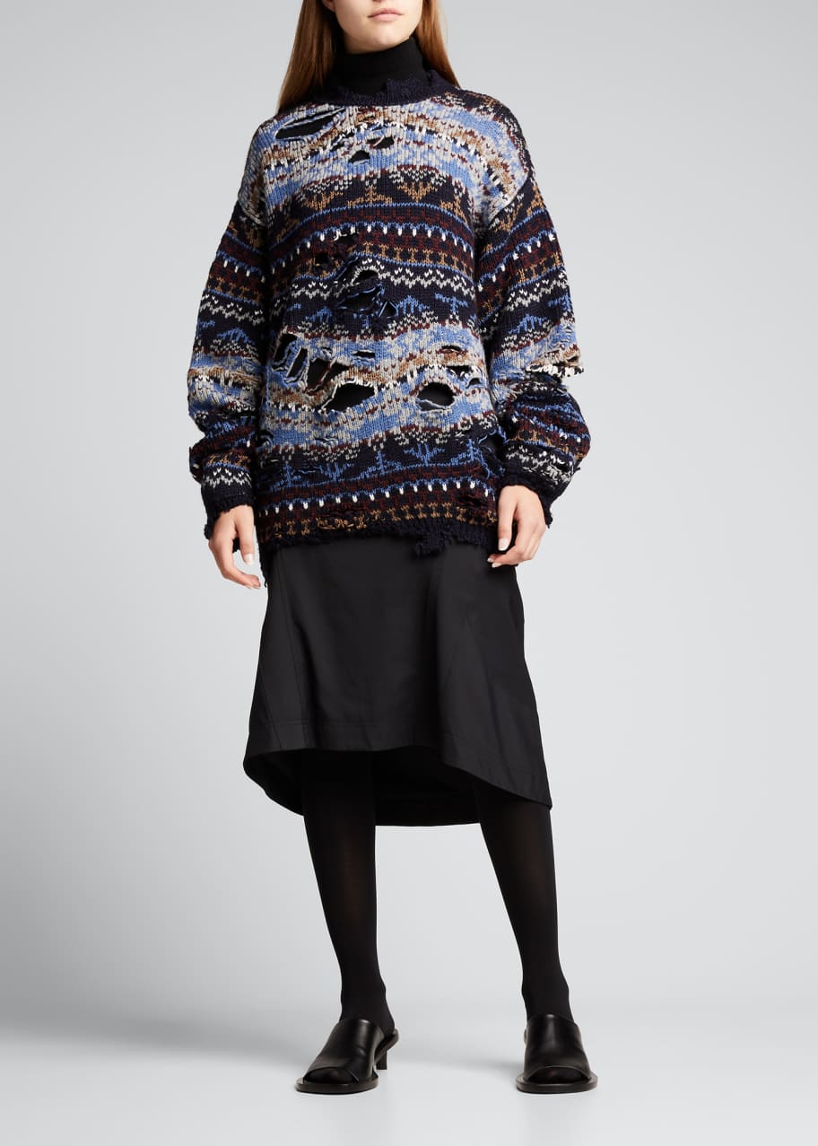 Balenciaga Destroyed Fair Isle Wool-Blend Sweater - Bergdorf Goodman
