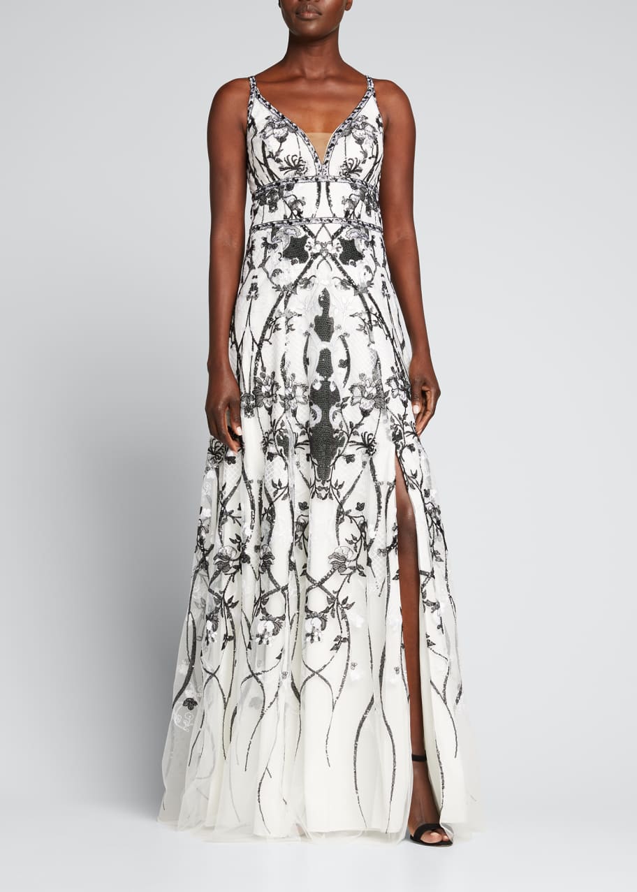 Marchesa Notte Sequin Embroidered Tulle Gown - Bergdorf Goodman