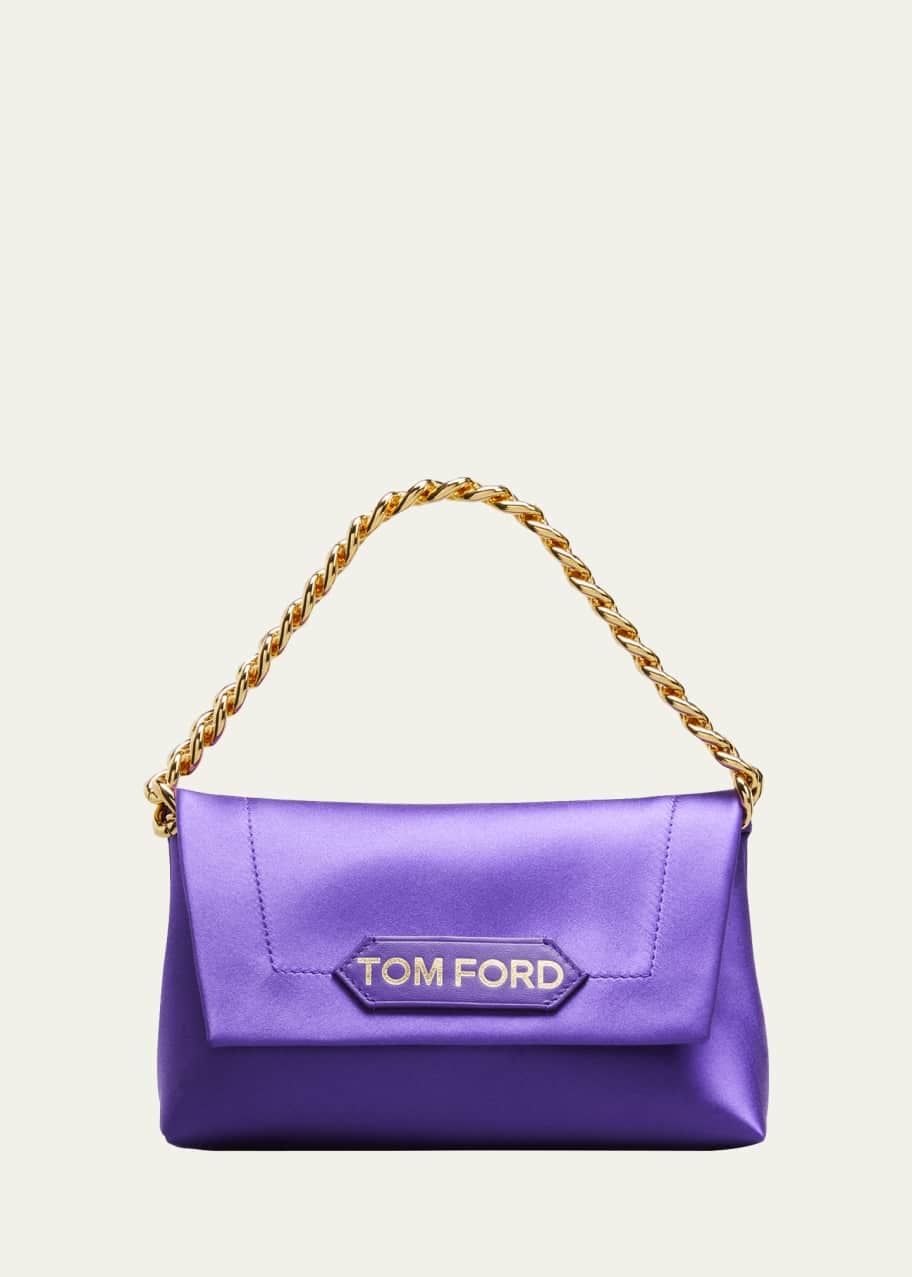 TOM FORD Label Mini Satin Chain Shoulder Bag - Bergdorf Goodman
