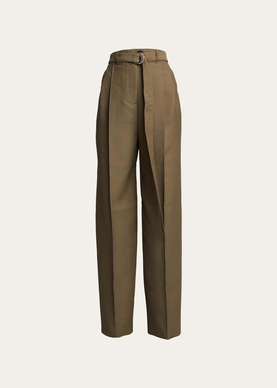 Signature Belted Tailored Wool Pants