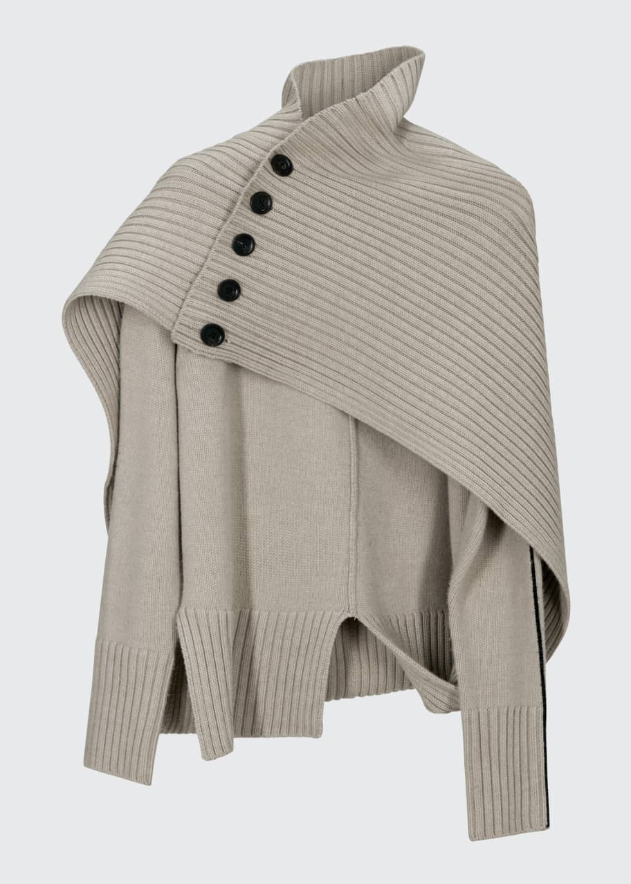 Peter Do Wool Shoulder Button Turtleneck Cape Sweater Bergdorf
