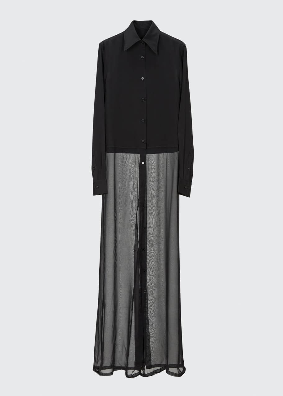 Peter Do Night Button-Down Silk Blouse w/ Overlay - Bergdorf