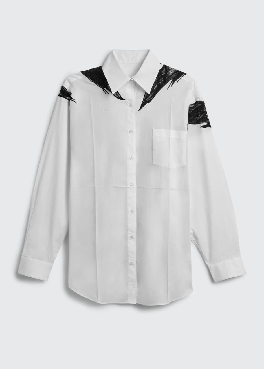 Flame Lace Cutout Wool-blend Shirt