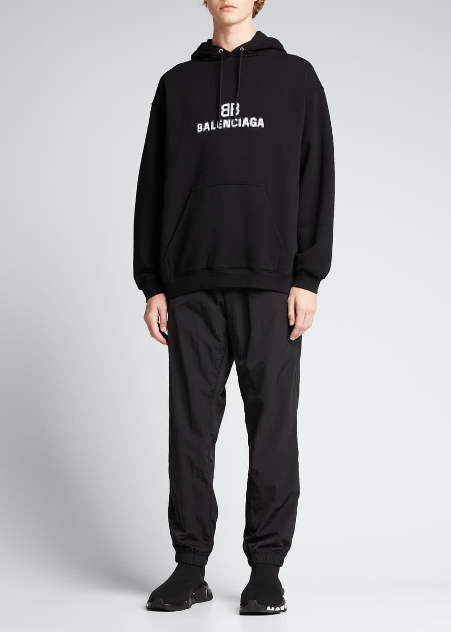 Balenciaga Men's Pixel-Logo Pullover Hoodie - Bergdorf Goodman