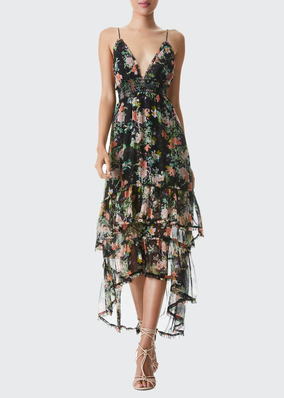 Alice + Olivia Imogene High-Low Spaghetti-Strap Dress - Bergdorf Goodman