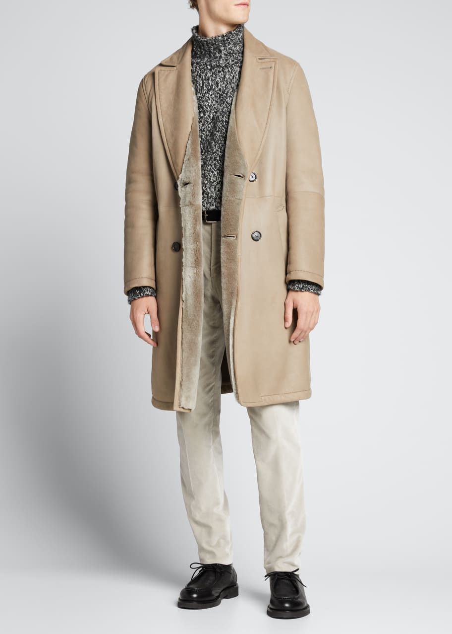 Mens double breasted shearling coat shop