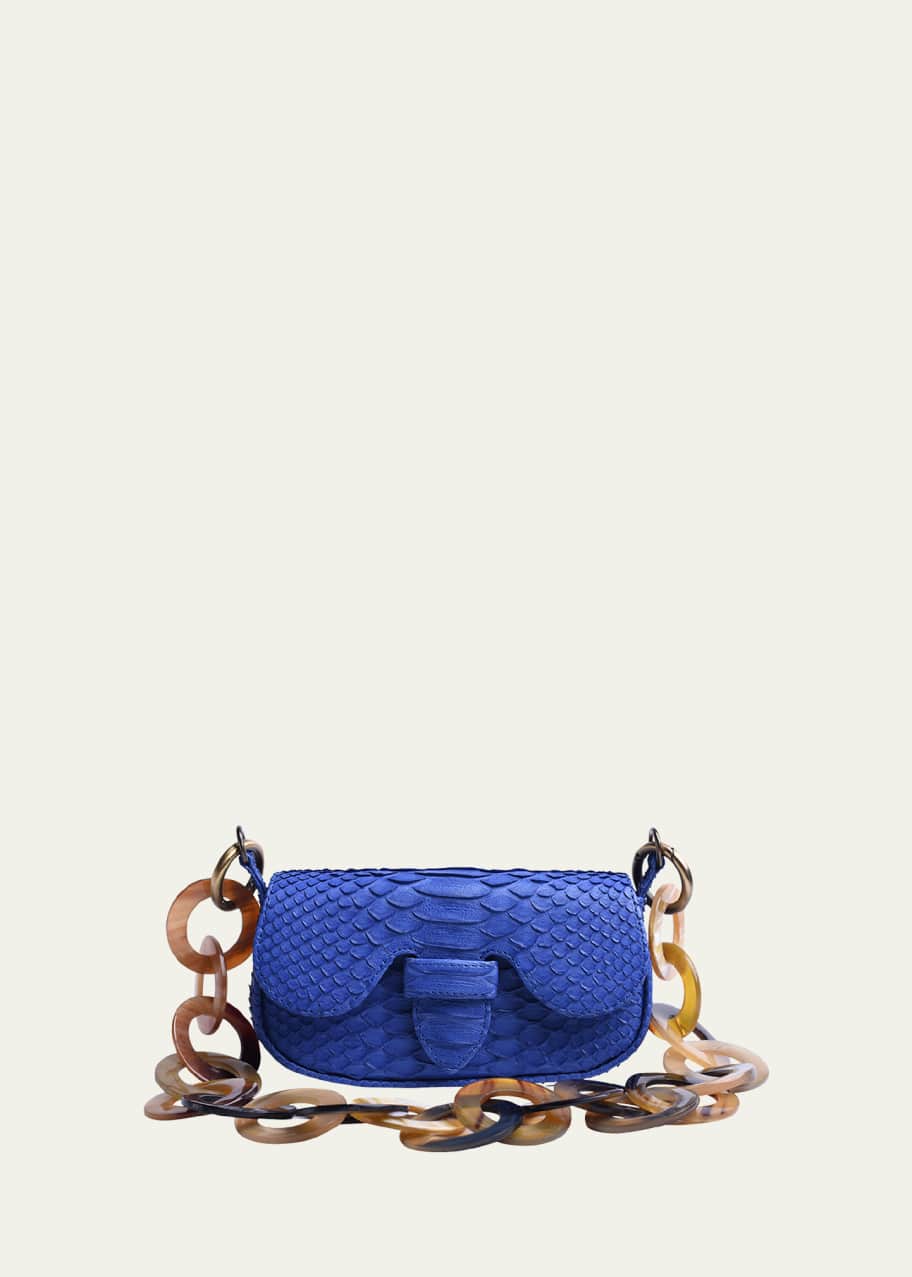 Image 1 of 1: Alicia Baby Python Chain Shoulder Bag