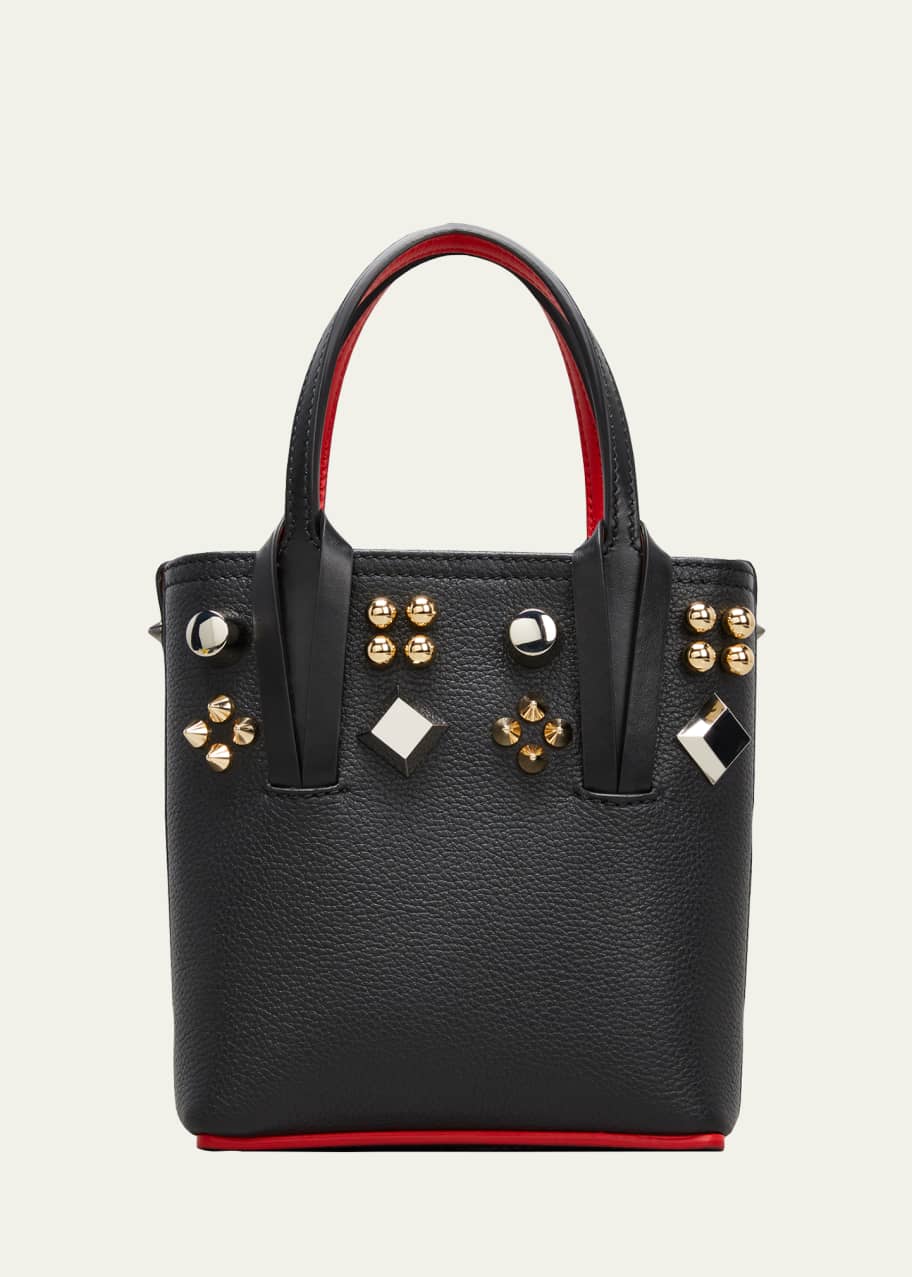 Christian Louboutin Cabata N/S Mini Tote in Grained Leather with Spikes ...