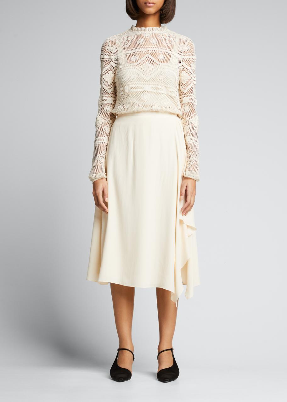 rebecca taylor crochet dress Long-Sleeve Top casual boho wedding dresses the emotional Free People Mykonos Sweater Floral dress Size:UK 20 (In-Rental)