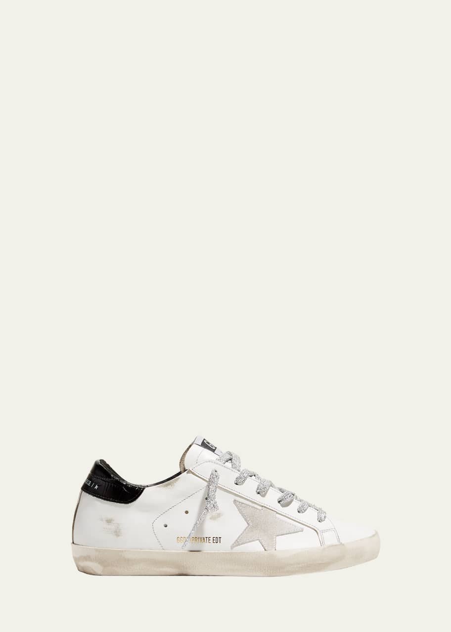 Image 1 of 1: Superstar Leather Glitter Low-Top Sneakers