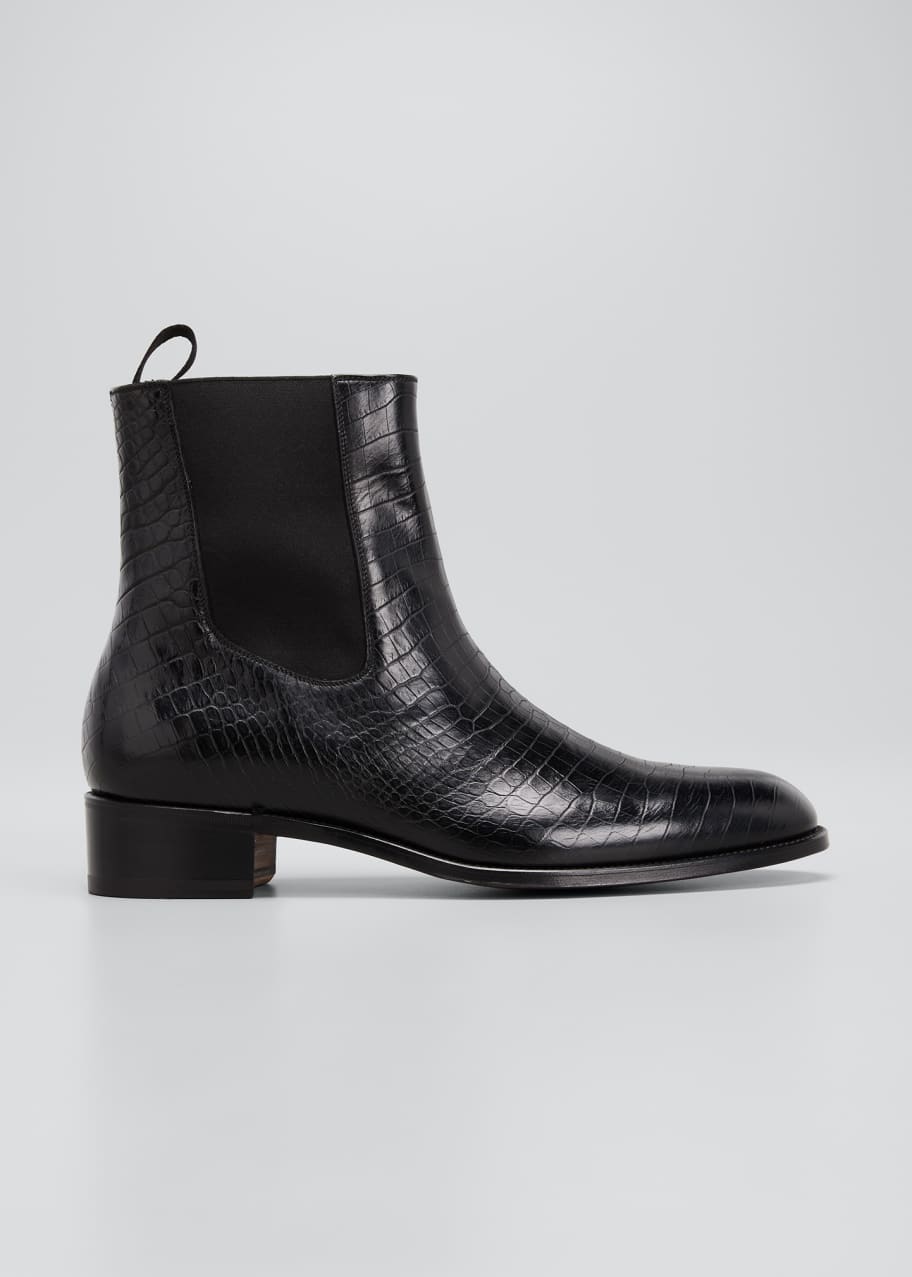 TOM FORD Men's Alligator-Print Chelsea Boots - Bergdorf Goodman