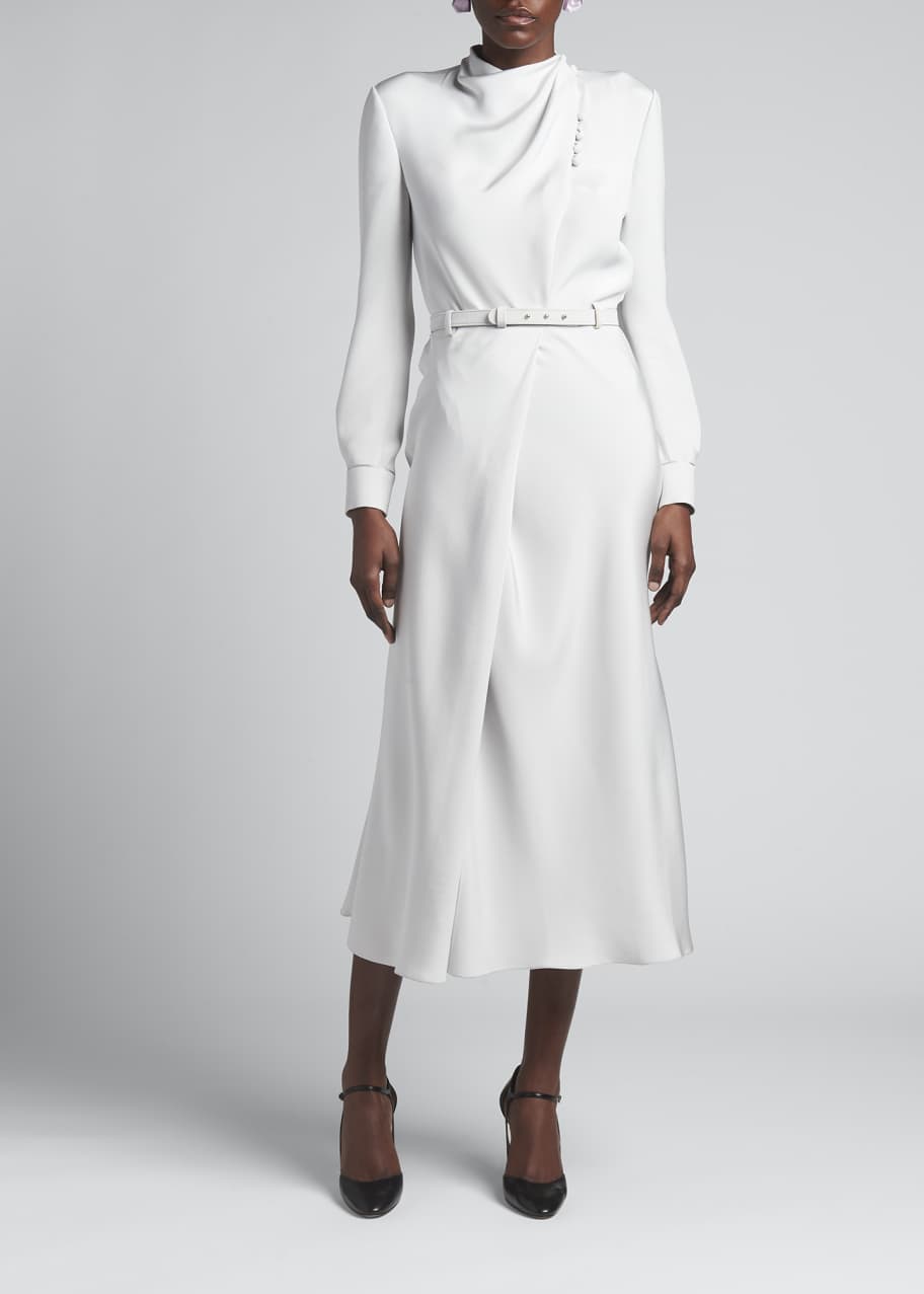 Belted silk shop midi dress