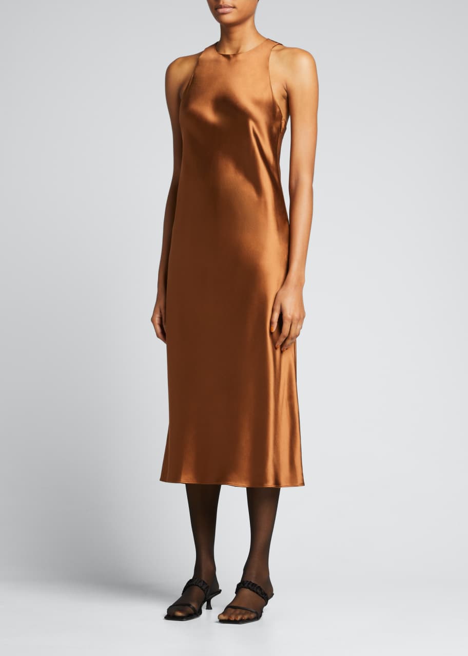 Tibi Heavy Satin Midi Bias Dress - Bergdorf Goodman