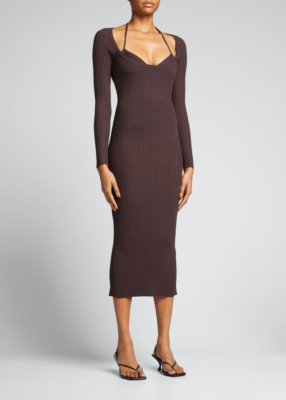 strapless open back dress Brown Spot Scoop Neck Cami Midi Dress – Ro&Zo
