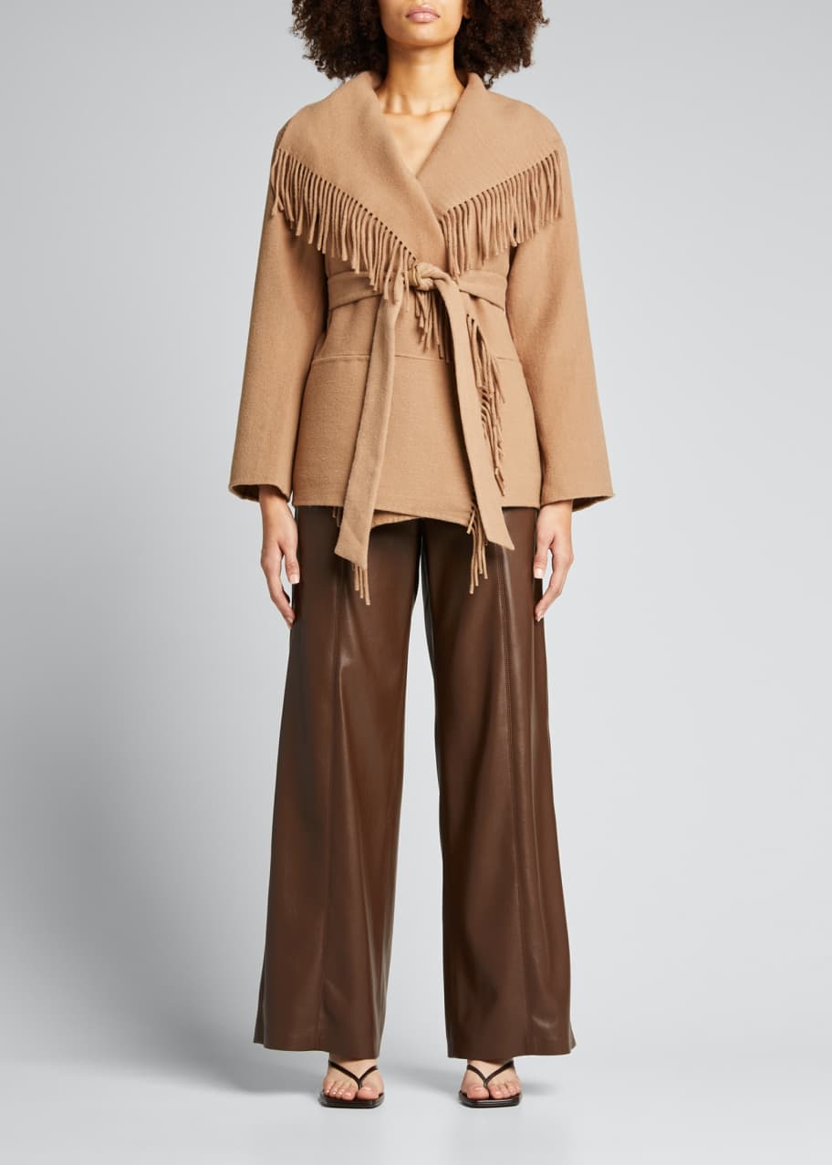 SIMKHAI Rowen Melton Wool Fringe-Lapel Jacket - Bergdorf Goodman
