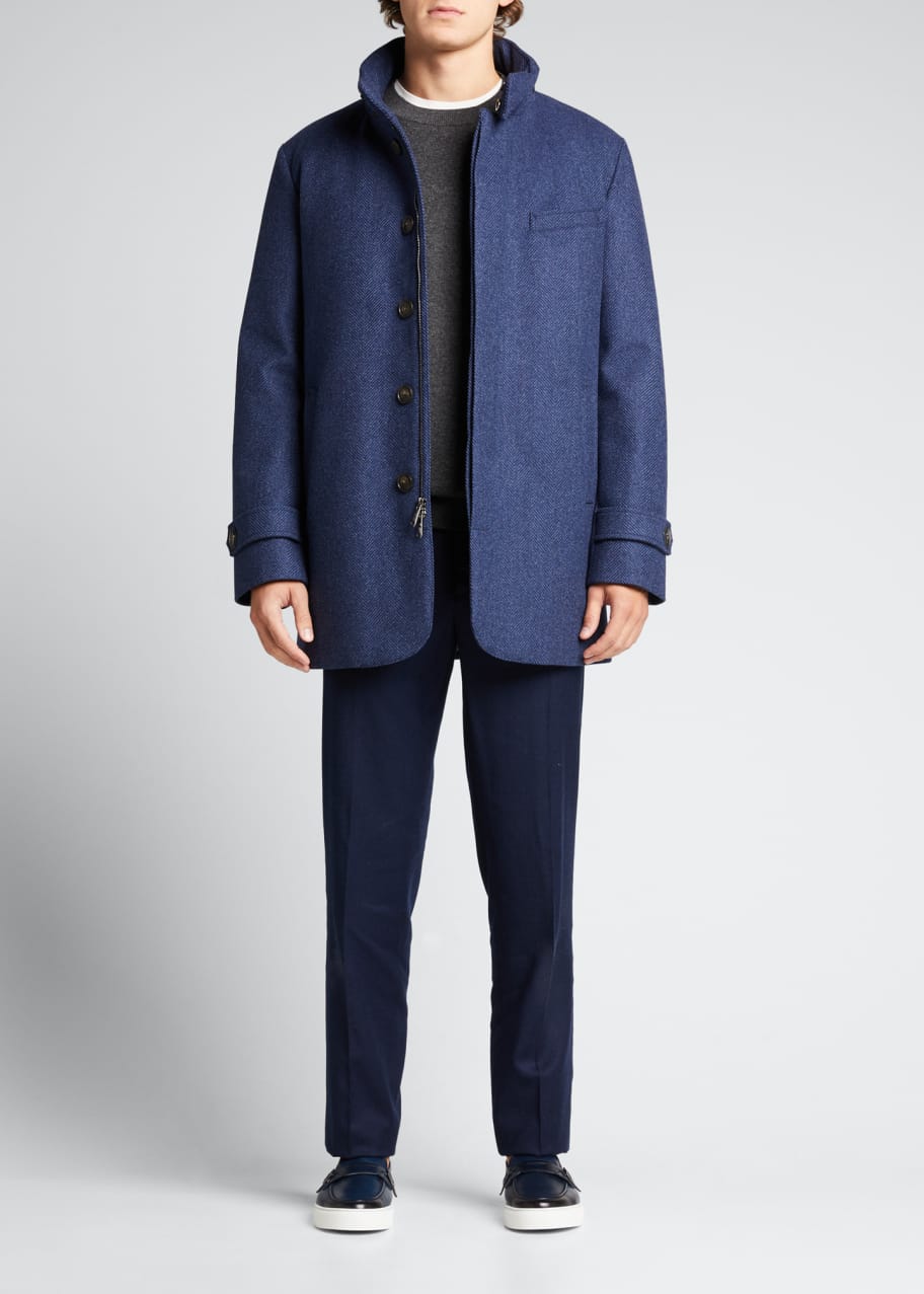 Norwegian Wool Men s Herringbone Down Winter Car Coat Bergdorf