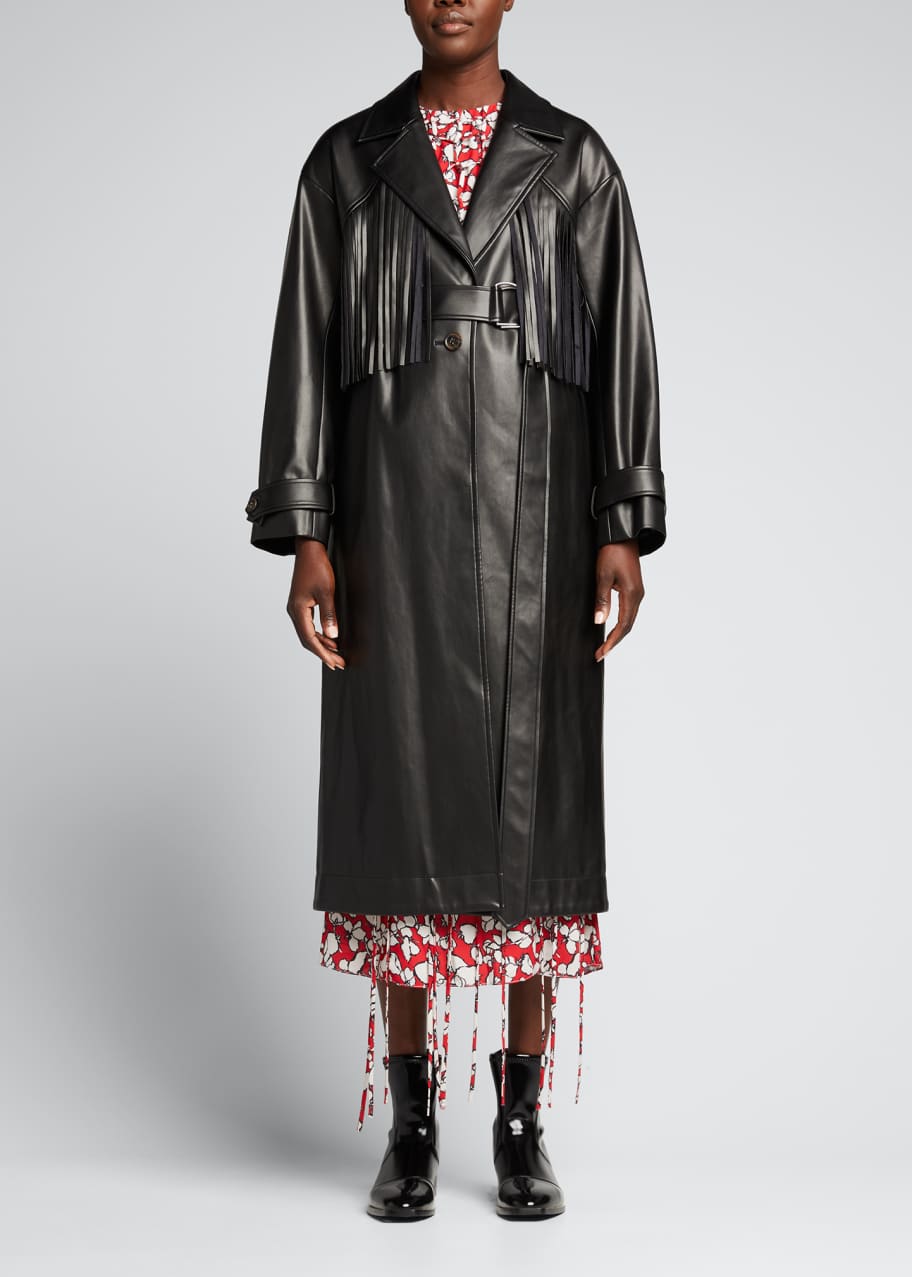 Jason Wu Faux Leather Fringe Detail Trench Coat - Bergdorf Goodman