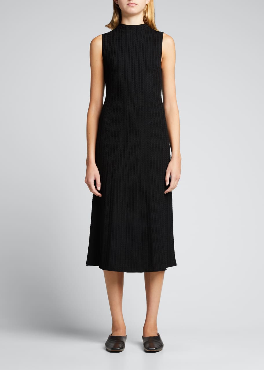 theory cable knit sleeveless midi dress