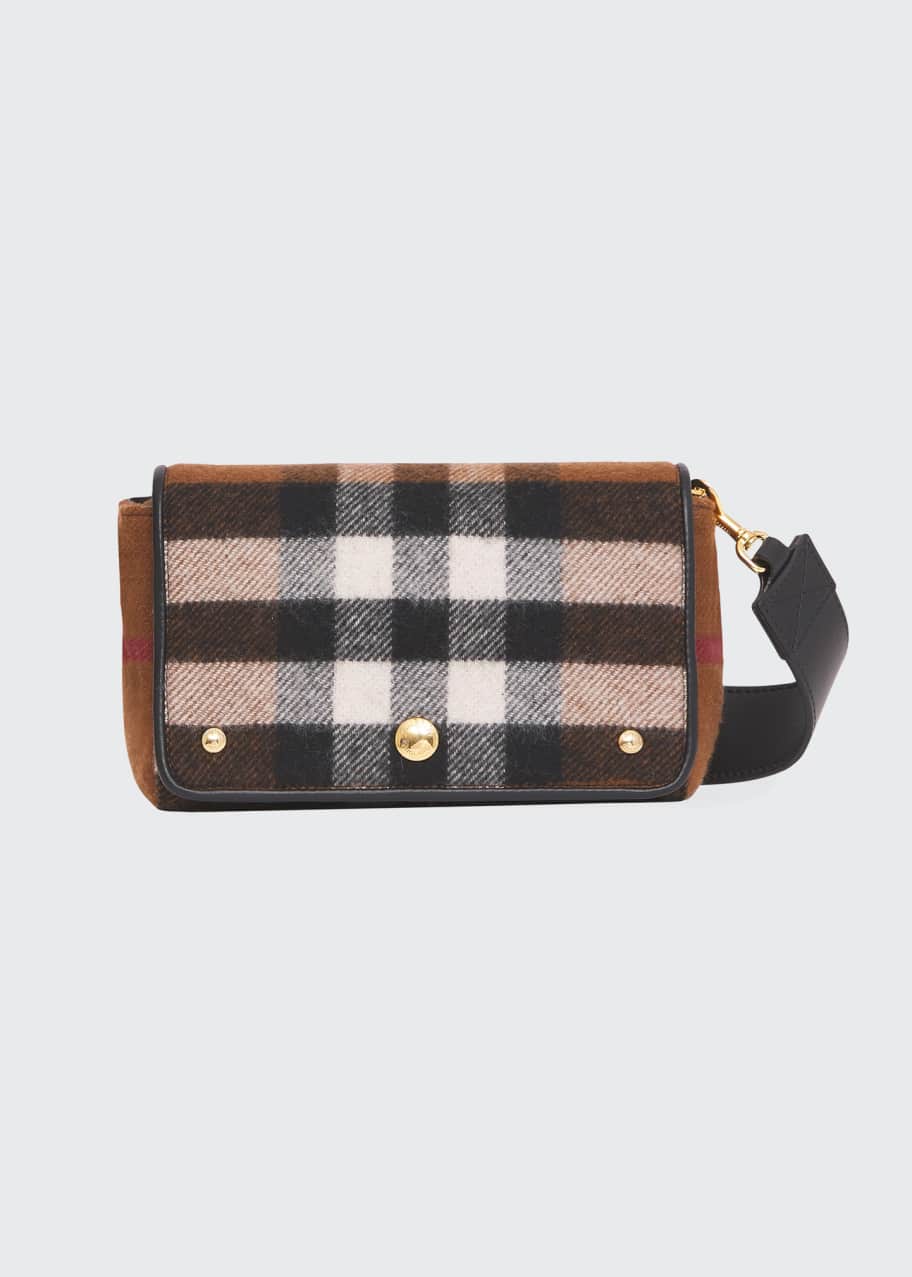 Burberry Hackberry Check Jacquard Canvas Crossbody Bag In Soft