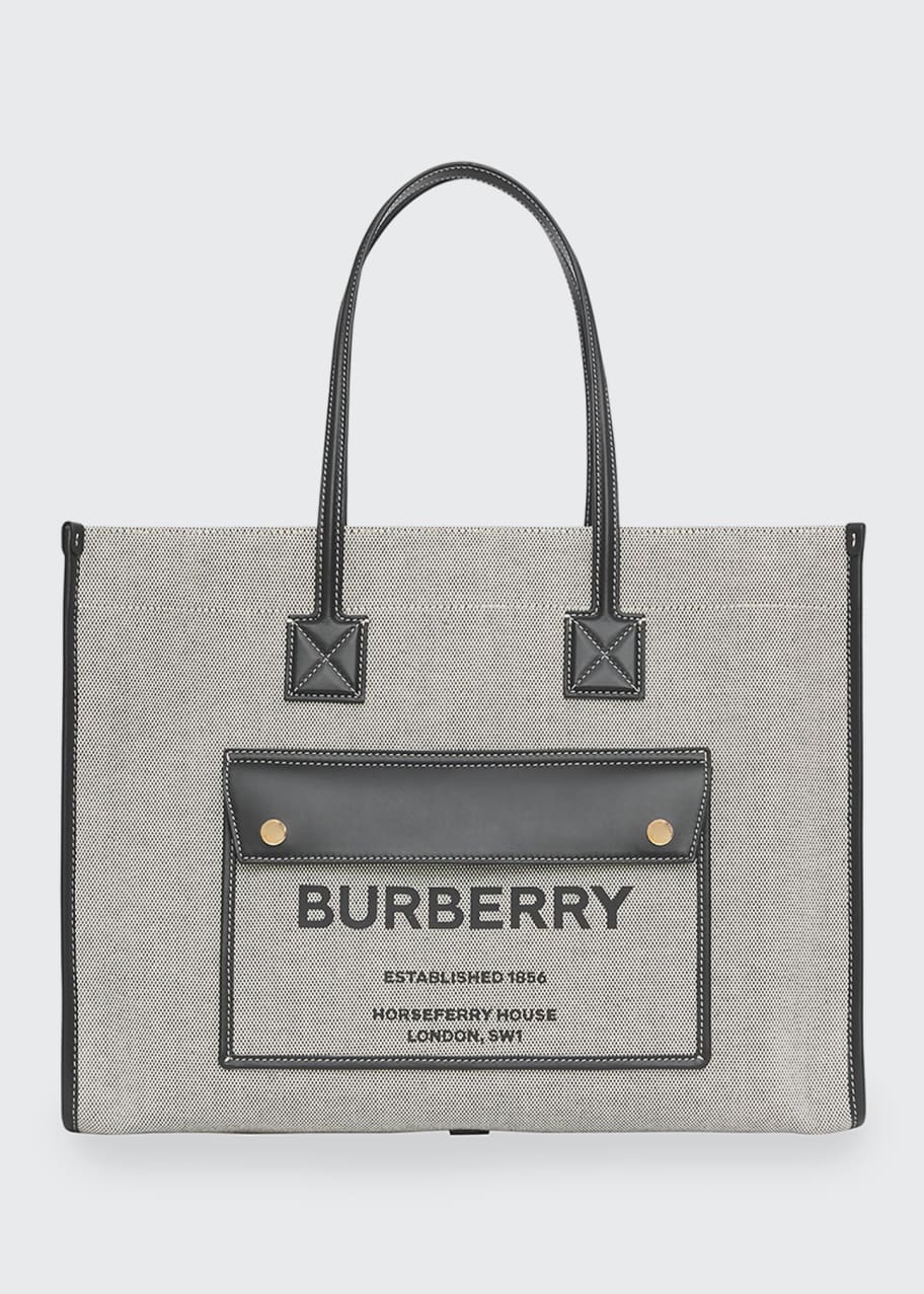 Burberry canvas and leather tote bag on sale
