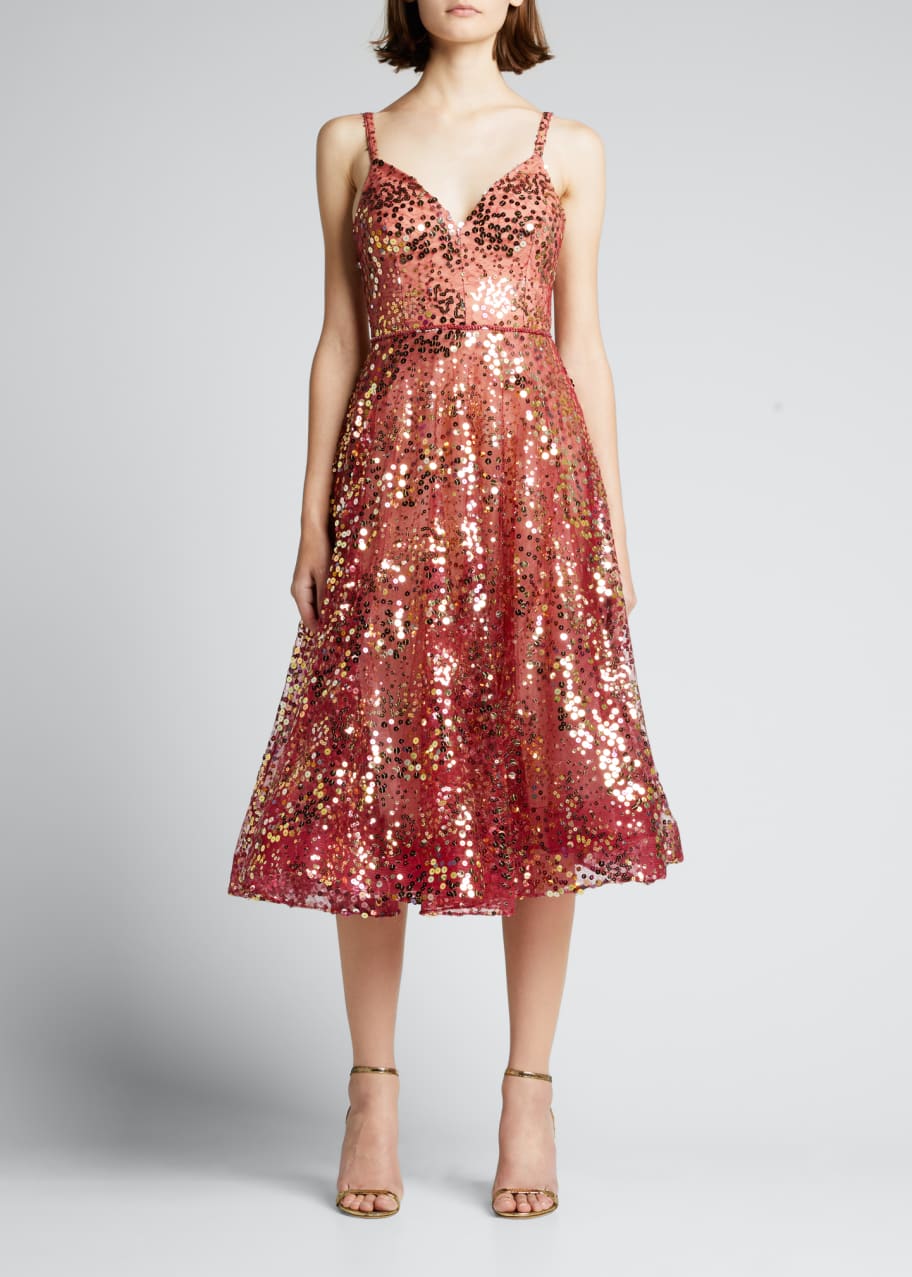 knee length dresses for ladies Kaido Midi Dress in Sequin Knit Burgundy main image 0