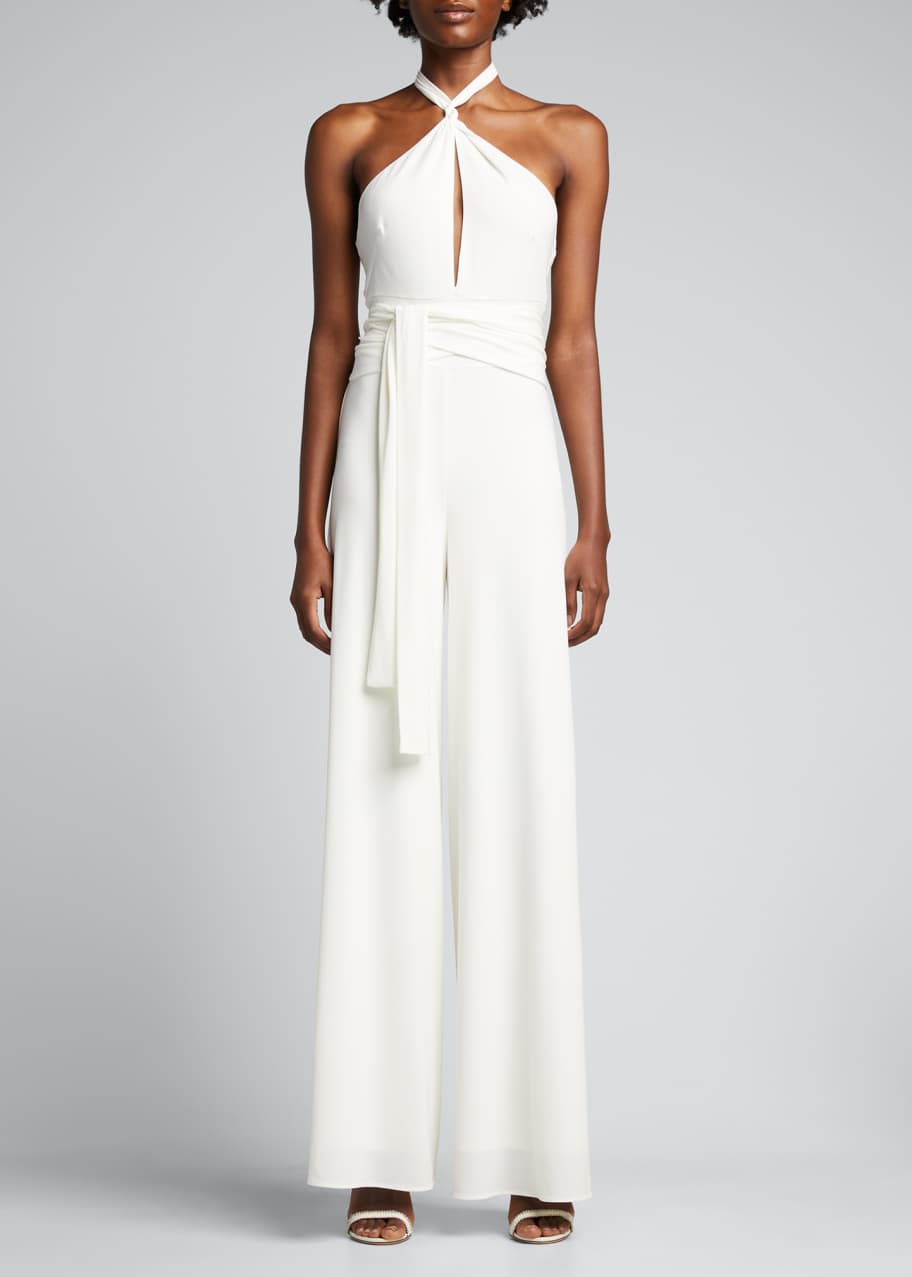 Twist front halter jumpsuit clearance
