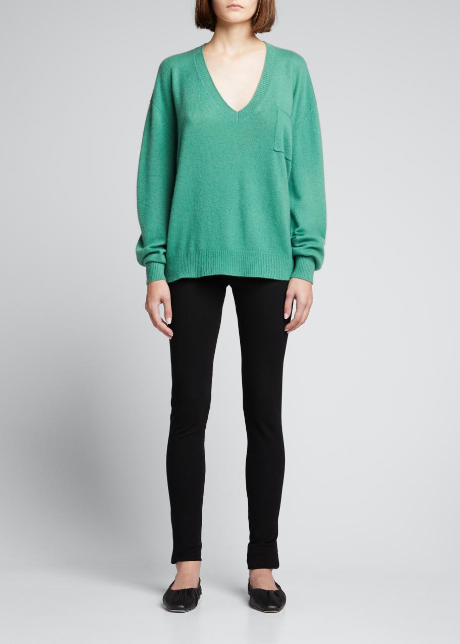 ATM Anthony Thomas Melillo Cashmere Deep V-Neck Sweater w Pocket