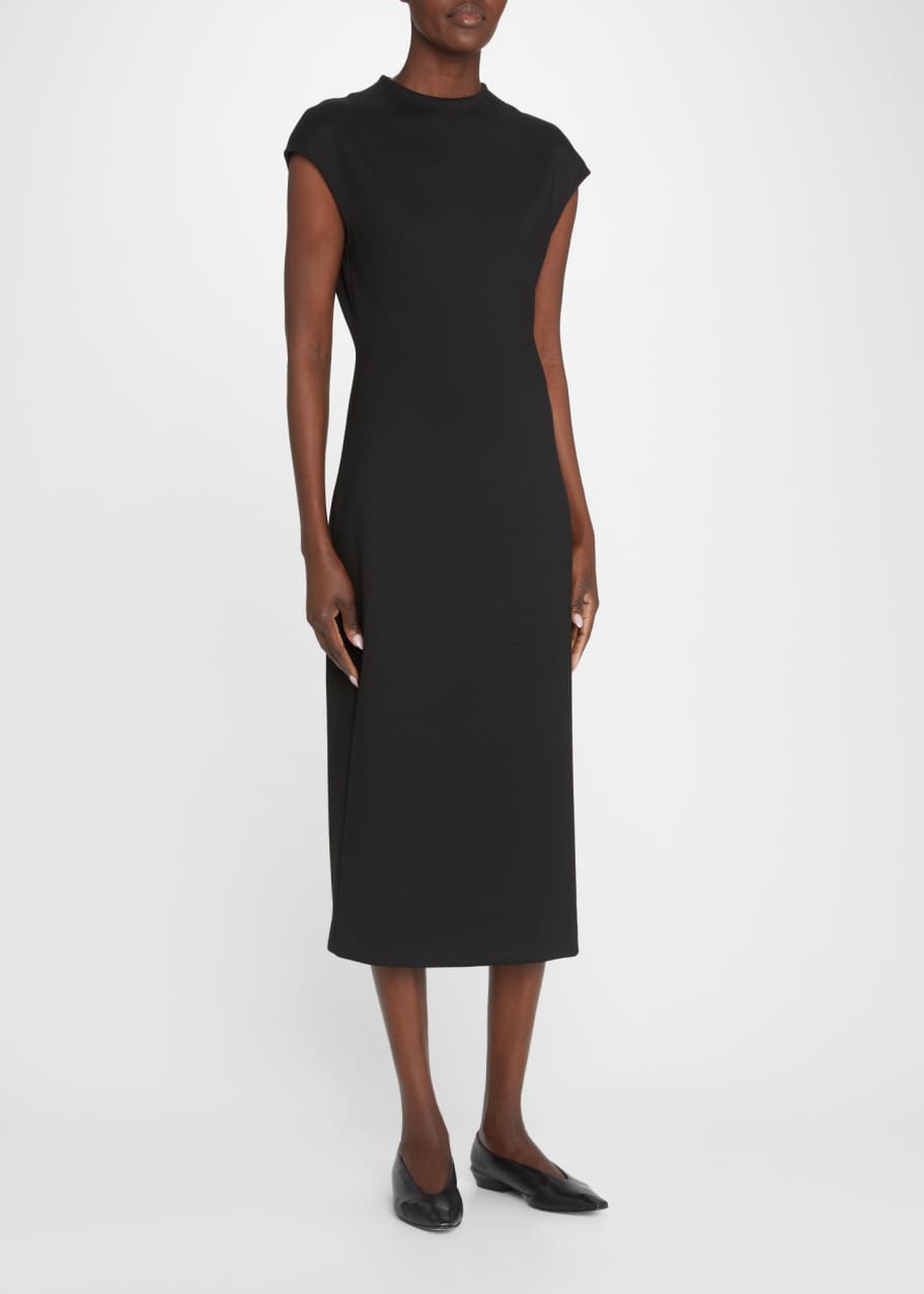 Theory HighNeck DoubleKnit Midi Dress Bergdorf Goodman