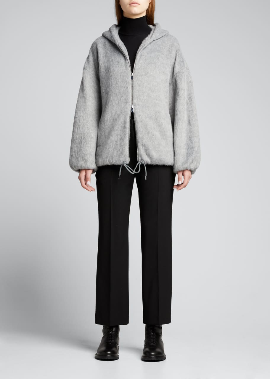 Theory FauxFur Jersey Zip Hoodie Bergdorf Goodman