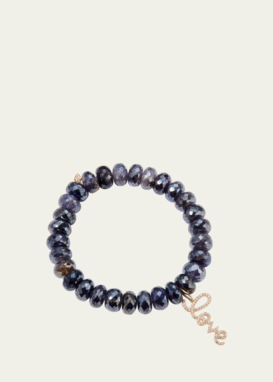 Image 1 of 1: Medium Love Script on 10mm Iolite Bracelet