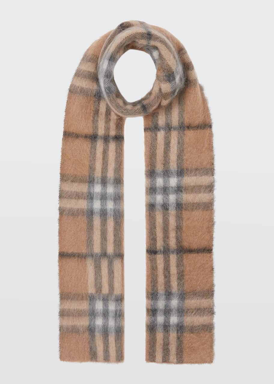 Burberry Giant Check Mohair Knit Scarf Bergdorf Goodman