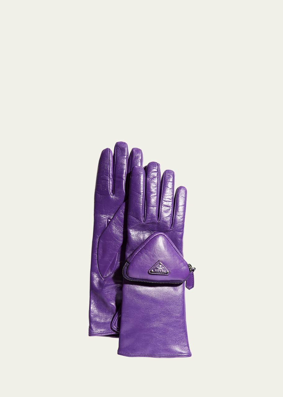 Prada Runaway Napa Gloves w/ Zip Pouch - Bergdorf Goodman